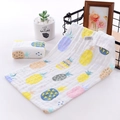 White six-layer cotton gauze baby towel featuring colorful abstract pineapple prints - Neckerchief / Pineapple Style