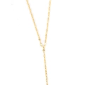 Collar lariat en Y minimalista de acero inoxidable dorado con cadena de eslabones planos - Dorado