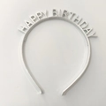 Silver metallic HAPPY BIRTHDAY headband for women, minimalist festive hair accessory - HP-Silver