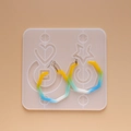 DIY silicone molds for geometric resin earrings with colorful gradient jewelry samples - Earring Pendant Hexagon Geometric Mold