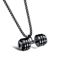 Collana con pendente a manubrio in acciaio inossidabile nero lucido con catena a scatola - Con catena a scatola da 4mm*60cm / Nero (Con catena da 60cm)