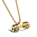Collana con pendente a manubrio in acciaio inossidabile dorato con catena a box - Con catena a scatola da 4mm*60cm / Oro (Con catena da 60cm)