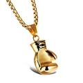 Punk style gold plated boxing glove pendant necklace with solid box chain for unisex - Gold Large with 4*60mm Pearl Chain