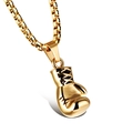 Collana con ciondolo a guantone da boxe in acciaio al titanio dorato lucido - Oro Piccolo con Catena di Perle 3*55mm