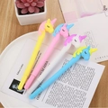Set of four cute unicorn neutral pens in pastel macaron colors with 3D silicone toppers - Curly Hair Unicorn