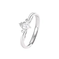 Anello a corona in argento per donna con incastonatura di cristallo lucente - Aperto Regolabile / J8 Donna Tutto Zirconia Bianca (Forma Corona)