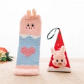 Pink and blue coral fleece pig socks with cute 3D ears and festive gift box - No Box / Big Heart Pig