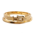 Gold stainless steel double-layer twisted bangle with a stylish buckle clasp design - 2-Piece Set Gold