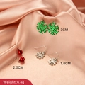 Three-pair Christmas earring set with green snowflakes and red bell studs in various sizes - Snowflake Earrings C (9852)
