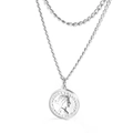 Collana multistrato d'argento con ciondolo a moneta e ritratto di Elisabetta II - Stile a Doppio Strato con Moneta della Regina / Argento (KN112509-Z)