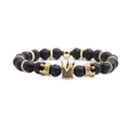 Conjunto de pulsera de cuentas de corona de piedra volcánica de 8mm en negro y dorado - Dorado