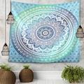 Tapiz de mandala bohemio con degradado azul y verde para yoga y decoración de paredes - 150x130cm / Mandala Degradado Azul Verde