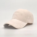 Close-up of beige wool blend baseball cap showing thick textured weave and 6-panel design - Adjustable / Off White