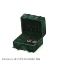 Dark green velvet jewelry box with flower earrings, size 10.2x8.5x6.2cm, weight 180g - Dark Green