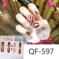 Simpatici adesivi per unghie natalizi con pan di zenzero e alberi per manicure festiva QF-597 - Stile Omino di Pan di Zenzero e Cielo Stellato (QF597)