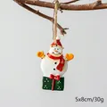 Vintage snowman Christmas resin pendant with gift box and twine rope 5x8cm - Style D Snowman With Green Gift Box