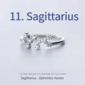 Adjustable Sagittarius zodiac ring in silver finish with sparkling cubic zirconia stars - Sagittarius