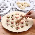 White 19-hole dumpling mold set with wooden filling rod and skin press tool - Small / White