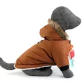 Manteau d'hiver marron pour chien avec col en fourrure et doublure polaire chaude - Café