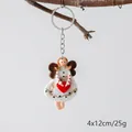 Portachiavi angelo con vestito bianco a pois e cuore rosso per borse e regali di Natale - Stile A-Angelo con Cuore / 4x12cm