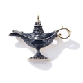 Vintage Aladdin Wunderlampe Brosche aus dunkelblauem Emaille mit goldenen Akzenten - Dunkelblau