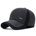 Men's winter baseball cap with ear flaps in heather grey and black sport design - Adjustable / Gray