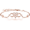 Pulsera corazón infinito de oro rosa con circonitas brillantes sobre fondo blanco - Plata 925 / Oro rosa