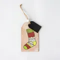 Christmas wooden gift tag with red stocking pattern and twine, No. 6, 6x10cm size - No. 6 Christmas Stocking