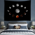 Black moon phase tapestry featuring full cycle and blood moon for dorm wall decor - Full Moon Cycle Astronomy