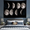 Arazzo da parete con fasi lunari minimalista per camera da letto con 8 stadi lunari neri - 150x130cm / Fasi Lunari Nere