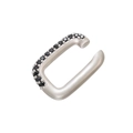 Silver-plated C-shaped ear cuff featuring meticulously set black micro-pave crystals - Platinum Black Zirconia