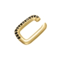 Gold-plated C-shaped ear cuff with black micro-pave crystals and a matte finish - Gold Black Zirconia