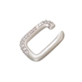 Minimalist silver rectangular ear cuff with sparkling pavé-set zircons for women - Platinum White Zirconia