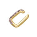 Gold-plated rectangular ear cuff with micro-pave purple zircon stones in a C-shape - Gold With Light Purple Zirconia