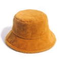 Detail view of plush orange faux rabbit fur bucket hat showing soft thick fiber texture - Adult size 56-58cm / Gold