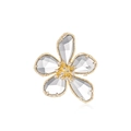 Broche fleur en cristal vintage avec pétales gris et monture en alliage doré - Gris Doré