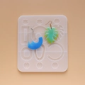 Detail of geometric silicone resin mold for DIY earrings with moon and leaf resin pendants - Earring Pendant Leaf Mold