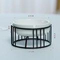 Posacenere minimalista in ceramica bianca con supporto in metallo nero opaco - Rotondo Nero