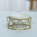 Posacenere in ceramica bianca con supporto in metallo dorato, stile moderno minimalista - Triangolare Oro