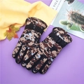 Brown camouflage winter ski gloves for kids with adjustable black wrist straps - Yellow