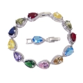 Sparkling silver bracelet with multi-color teardrop AAA cubic zirconia stones - Colorful