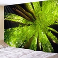 Large forest canopy tapestry featuring green trees for wall decor in a bedroom setup - Looking Up Forest(200718-7)