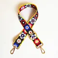 Adjustable ethnic floral replacement strap with golden metal hardware and vintage pattern - Style 09 (Vintage Ethnic Floral)