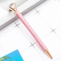 Stylo à bille rose pailleté avec un grand cristal et des finitions en or rose - Pointe Balle 1,0 mm / Rose