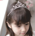 Girl's silver crown headband with sparkling crystal rhinestones for princess hairstyle - Model Style