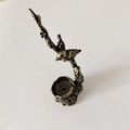 Porte-encens vintage en bronze avec motif oiseau sur branche et socle en forme de tronc - Oiseau sur Souche / Petit / Bronze Antique