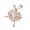 Elegante broche de bailarina de ballet en oro rosa con flores de cerámica y cristales - Racimo de Flores Blancas Oro Rosa (#2)