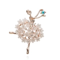 Spilla ballerina oro rosa con dettagli floreali bianchi e gemma blu verde acqua chic - Gonna a fiori con strass bianchi