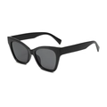 Classic black cat-eye sunglasses with thick frames and dark grey lenses for a retro look - Black Frame Grey Lens
