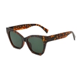 Classic cat-eye sunglasses with tortoiseshell frame and dark green lenses for a vintage look - Tortoise Frame Dark Green Lens